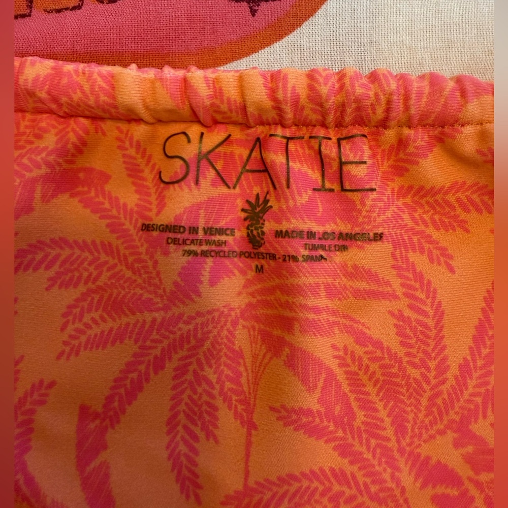 Skatie Orange & Pink Palm-Print Bikini M bottom XS top - Picture 2 of 3